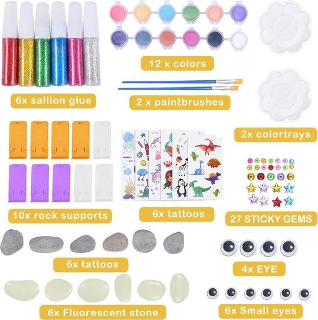 Loisir créatif peinture sur galets pour enfants et adultes avec 12 tons