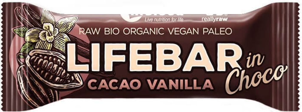 BATON Z KAKAO I WANILIĄ W POLEWIE CZEKOLADOWEJ RAW BEZ Zdjęcie produktu 