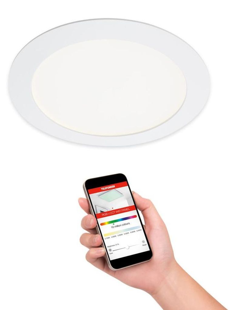 LED Einbauleuchte dimmbar IP23 WiFi RGBW 12W 1200 lm Produktbild 