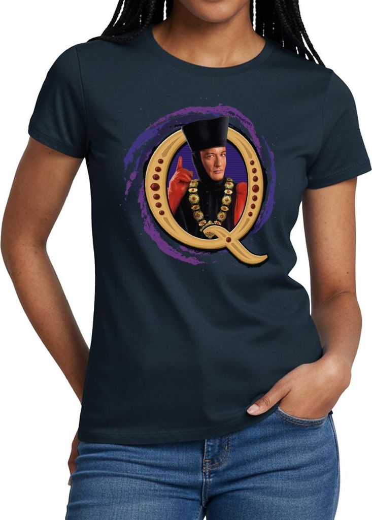 Spreadshirt Star Trek The Next Generation Q Frauen T-Shirt, XXL, Navy