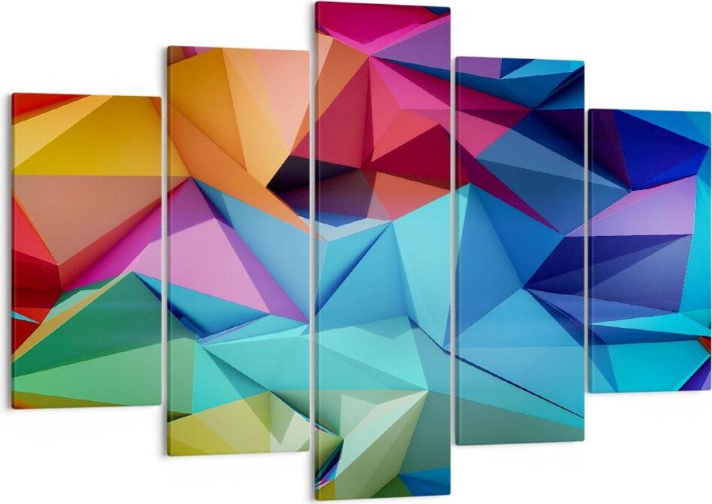 Bild auf Leinwand - Leinwandbild - Formen futuristisch geometrisch - 150x100cm - Wand Bild - Wanddeko - Leinwanddruck - Bilder - Kunstdruck - Leinw...