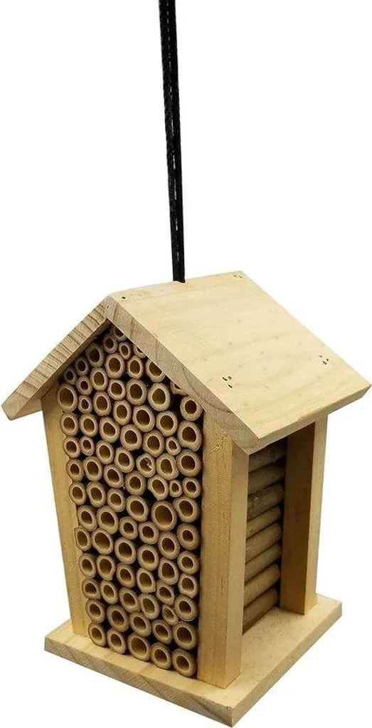 Abri insectes en bois naturel 19x15x12cm : refuge abeilles et papillons