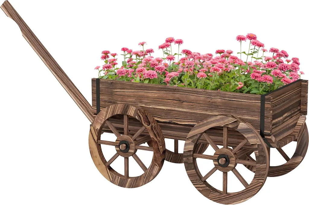 Jardinière Chariot à Plantes 120x41x54 cm en Bois Carbonisé Marron