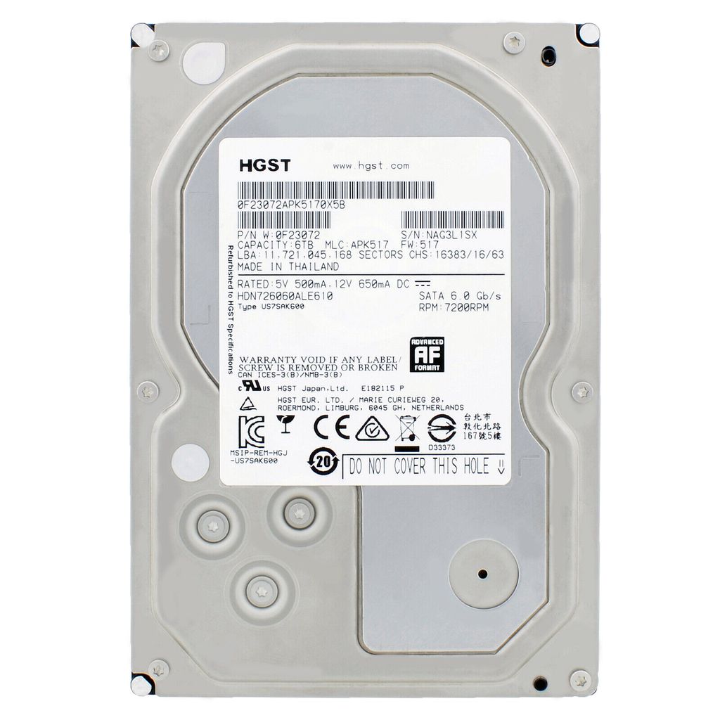 Festplatte HGST 6TB HDN726060ALE610 7200U/min 128MB Sata Produktbild 