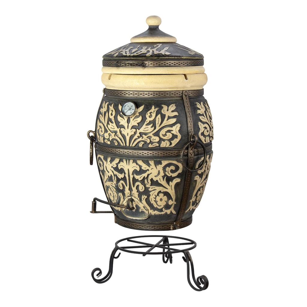 Tandoor Praga, Outdoor-Küche, Keramikofen, Grill, Smoker, Brotbackofen, Räuchen
