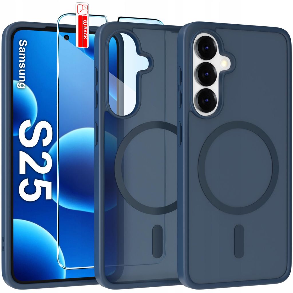 Mattes Magnet-Case für Samsung S25 | Kompatibel mit MagSafe, strapazierfähig + Displayschutzglas