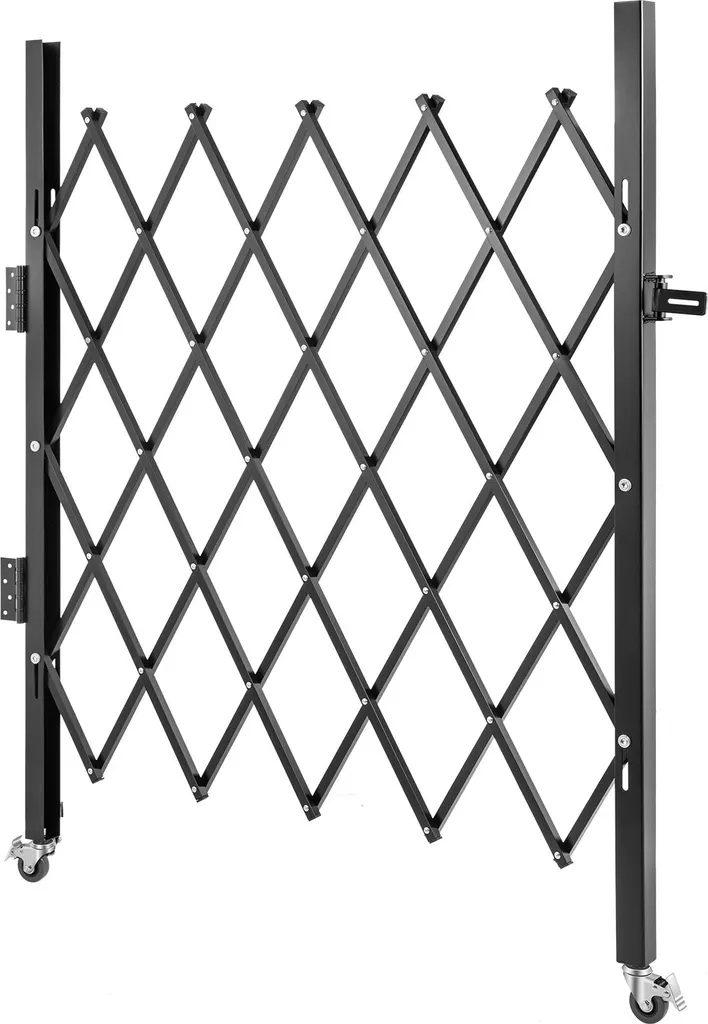 Barrière de circulation extensible et pliable en acier noir robuste