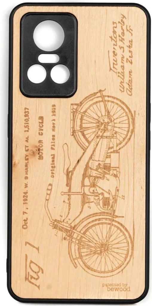 Coque Realme GT Neo 3 en bois d'Aniegré Gravé Harley Patent Bewood