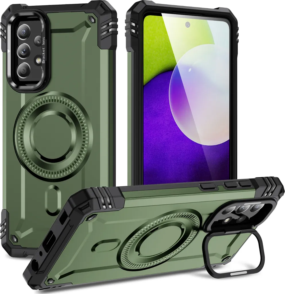 Cover Samsung A52s 5G Antiurto Militare - Custodia Verde con Stand