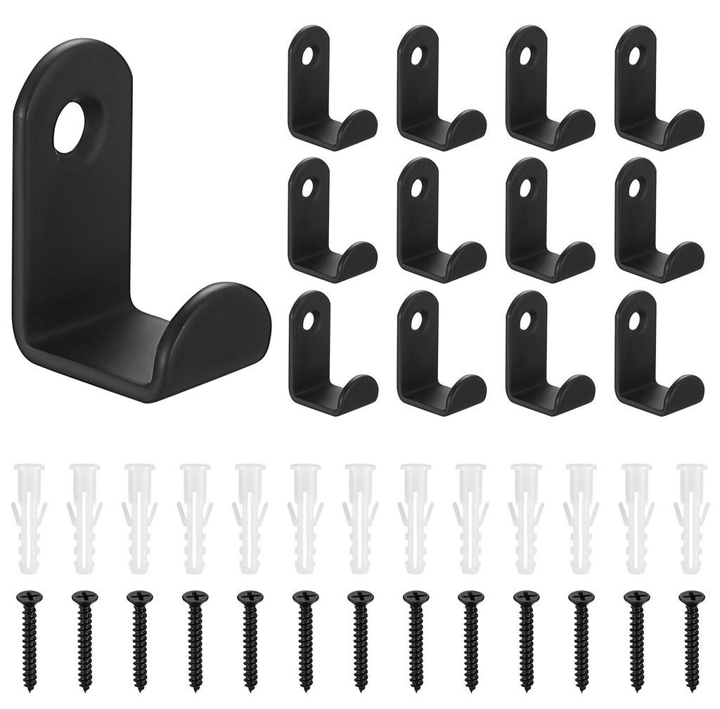 13-teiliges Set Kleiderhaken, schwarze Kleiderhaken, Metallwandhaken mit Schrauben, geeignet für Schlafzimmer, Badezimmer, Wohnzimmer, Garderobens...