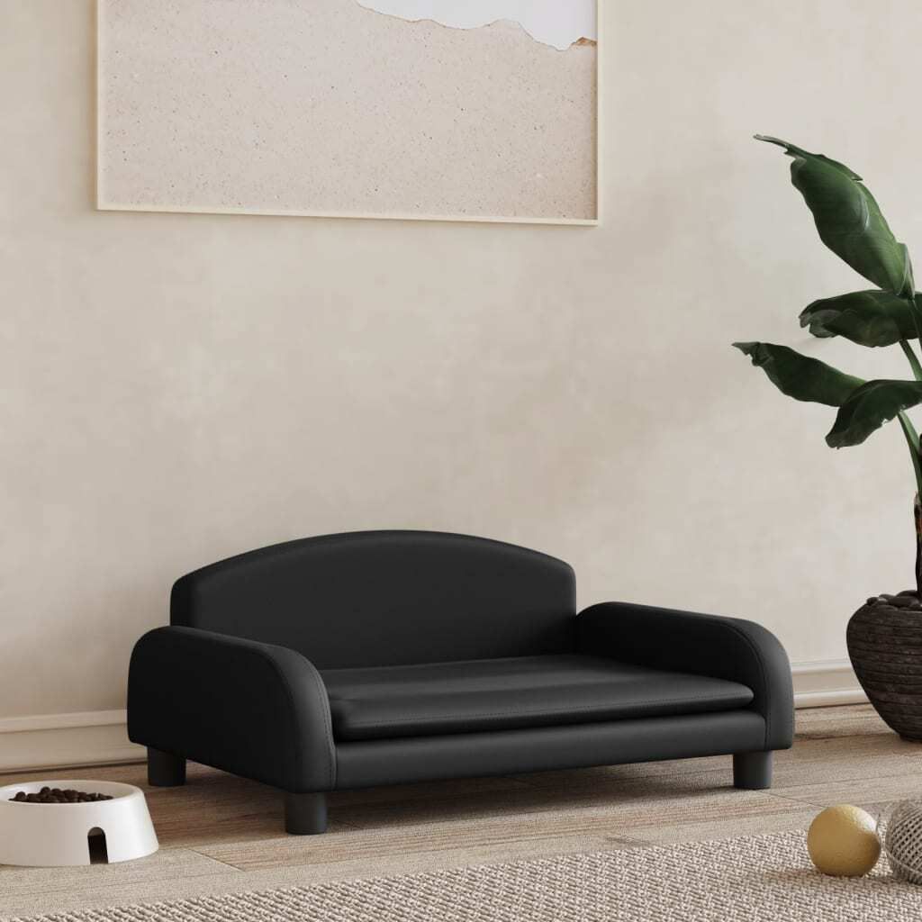 The Living Store Hundebett Schwarz 70x45x30 cm Kunstleder