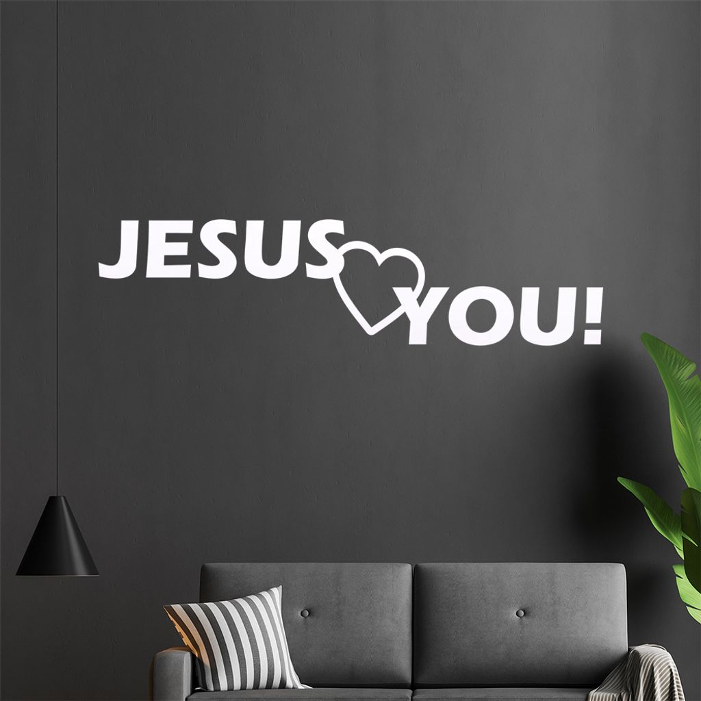 KIWISTAR Jesus Loves You! Jesus liebt dich! Text Wandtattoo in 6 Größen - Wandaufkleber Wall Sticker - Dekoration, Küche, Wohnzimmer, Schlafzimm...