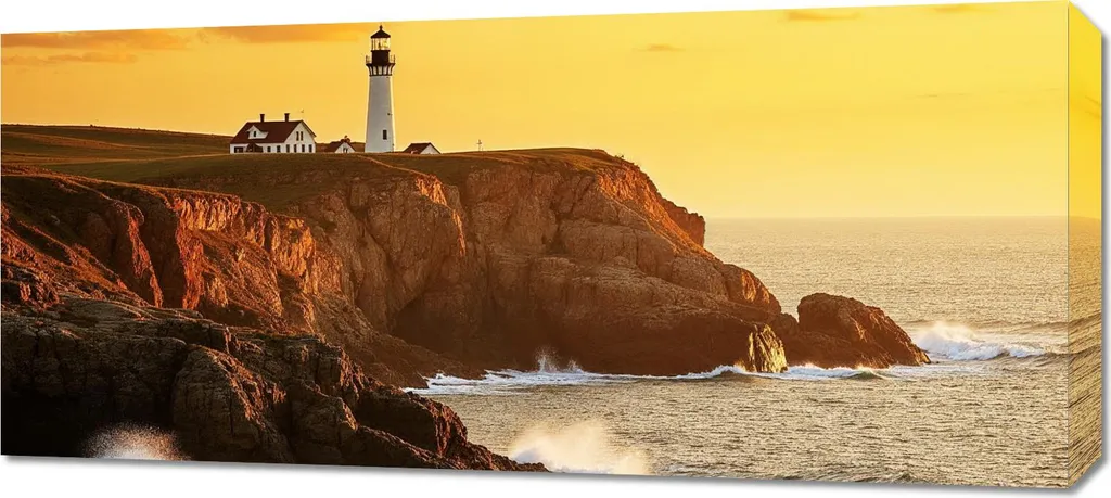 Quadro 90x40 cm Quadro su tela per soggiorno o camera da letto Panorama Faro
