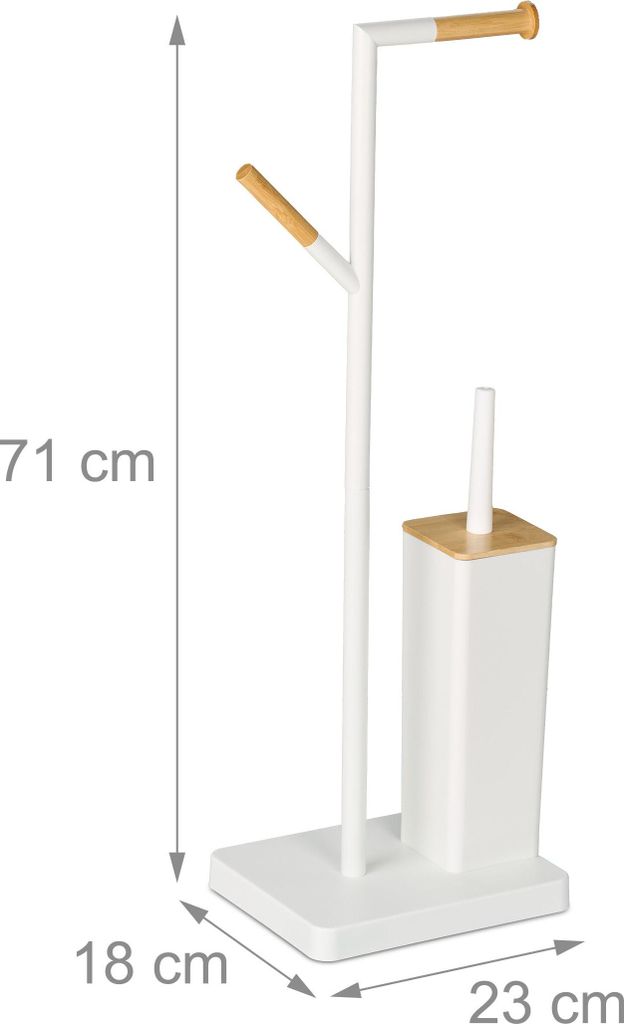 Toilettenpapierhalter & Bürstenset, Bambus & Stahl
