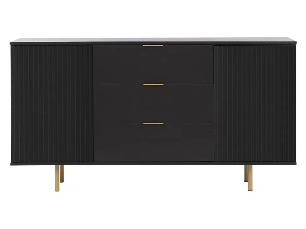 Buffet de rangement large IREDELL - Commode design métal doré et noir