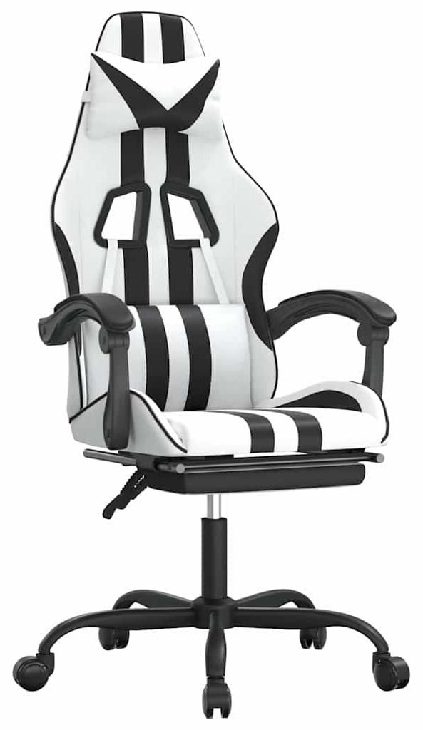 vidaXL Gaming-Stuhl mit Fußstütze Weiß und Schwarz Produktbild 