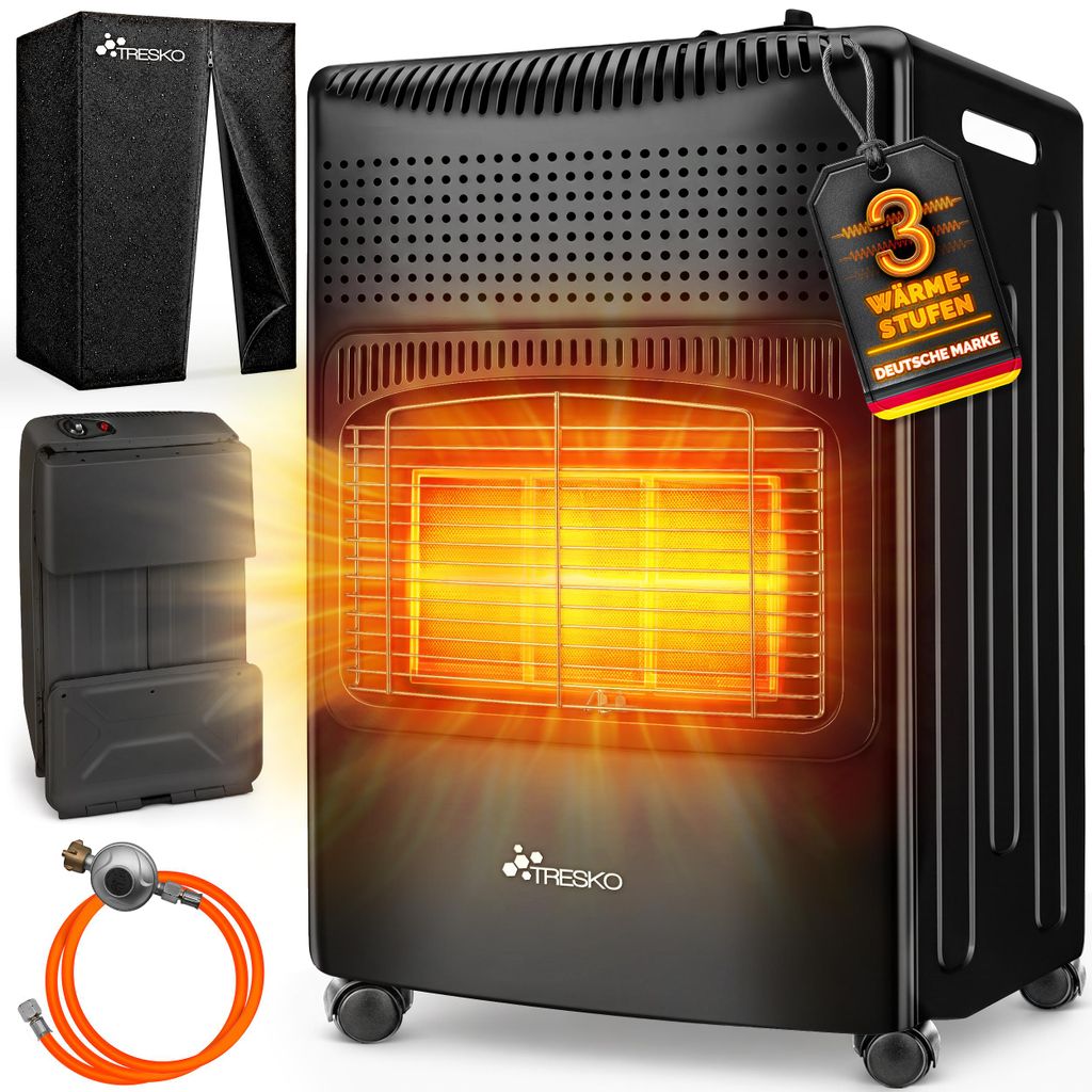 TRESKO® 4200 Watt Gasheizer schwarz inkl. Gasdruckregler Produktbild 
