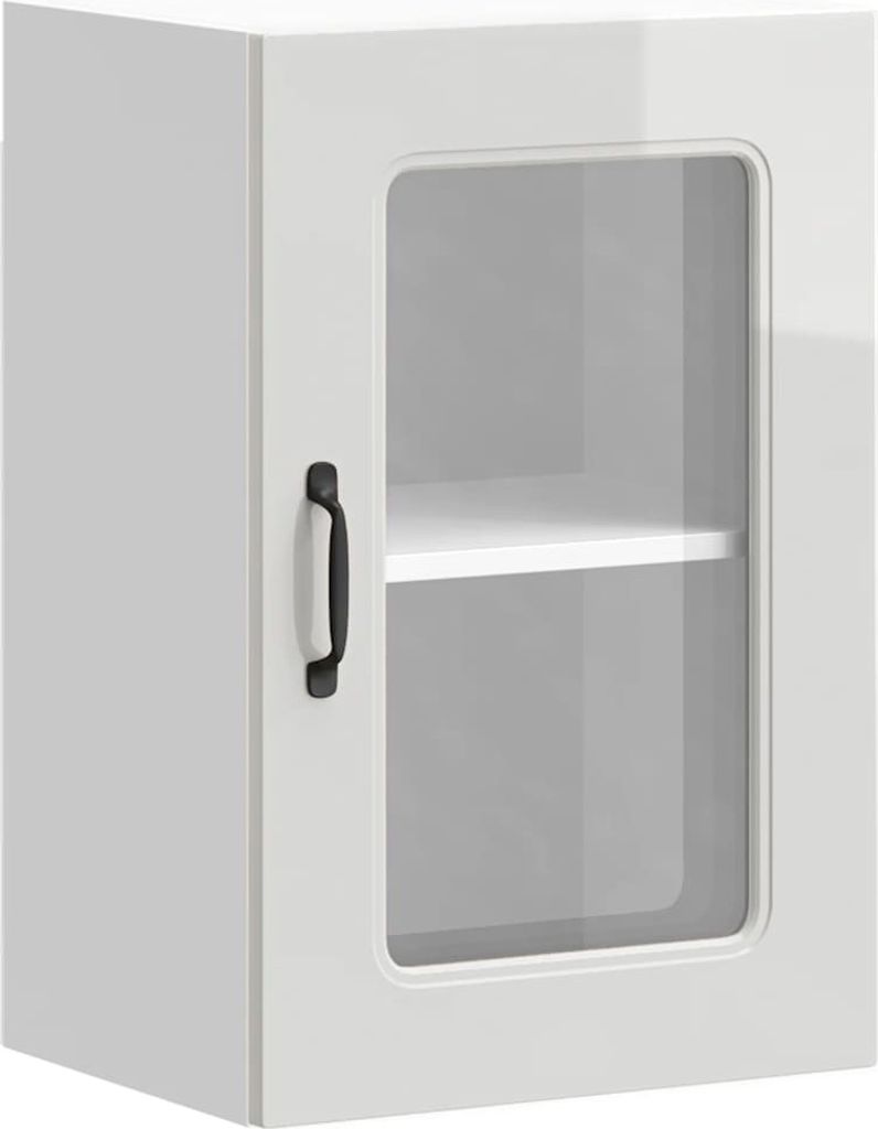 Küchen-Hängeschrank mit Glastür Kalmar Hochglanz-Weiß Holzwerkstoff