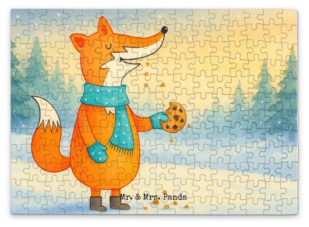 Mr. & Mrs. Panda Puzzle Fuchs Keks Design 192 Teile - Weiß - Geschenk, Frieren, Puzzlespiel, Plätzchen, Winter, Weihnachtskekse, Legespiel, 300, ...