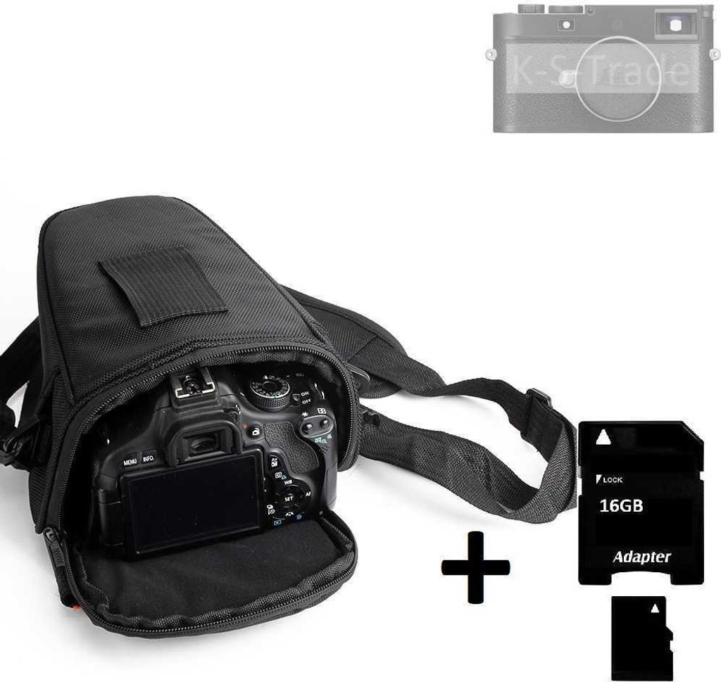 K-S-Trade Schultertasche kompatibel mit Leica M11-P Colt Kameratasche für Systemkameras DSLR DSLM SLR, Bridge etc., + 16GB Speicherkarte Schutzhülle