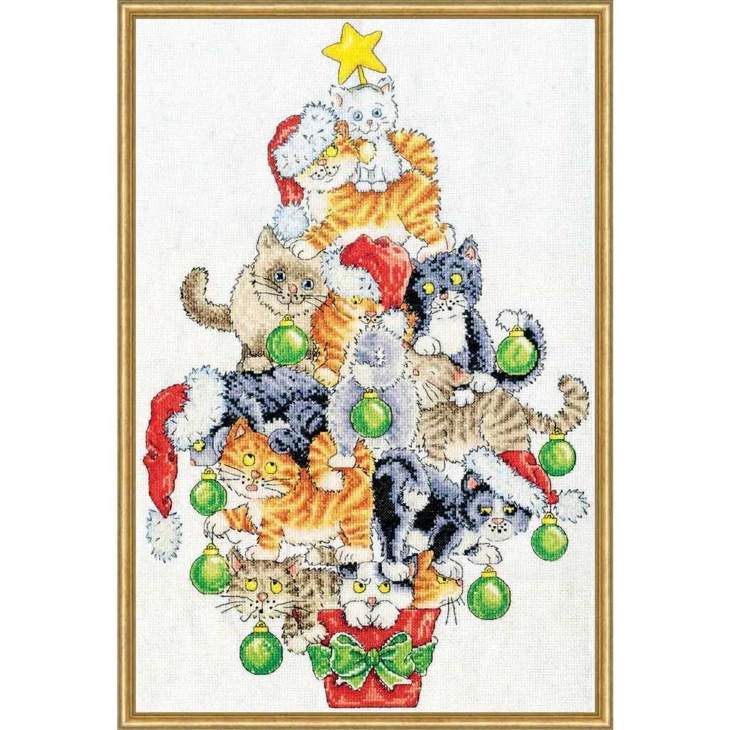 Réussir sa Broderie de Noël : Kit Point de Croix Sapin de Chats