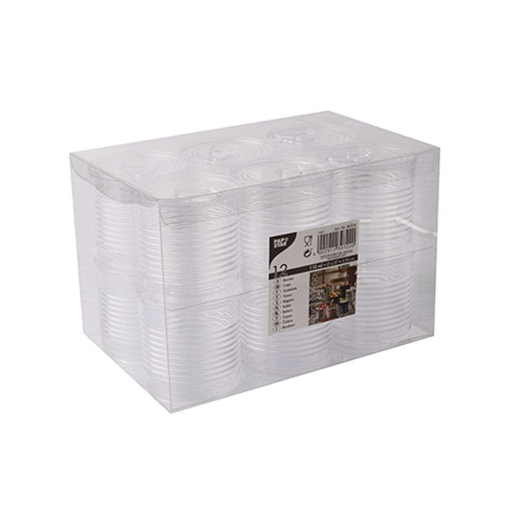 12 Papstar Fingerfood - Becher, PS 110 ml Ø 6,07 cm, 5,95 cm transparent Tin can 86534