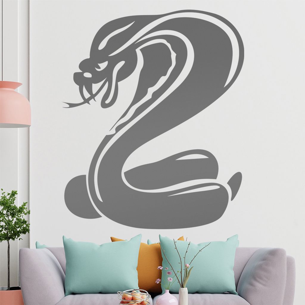 KIWISTAR Kobra Schlange - Aggresiv Gift Biss Wandtattoo in 6 Größen - Wandaufkleber Wall Sticker - Dekoration, Küche, Wohnzimmer, Schlafzimmer, ...