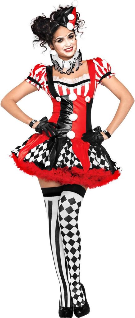 Harlekina Clown - Karneval und Faschingskostüm Größe: S