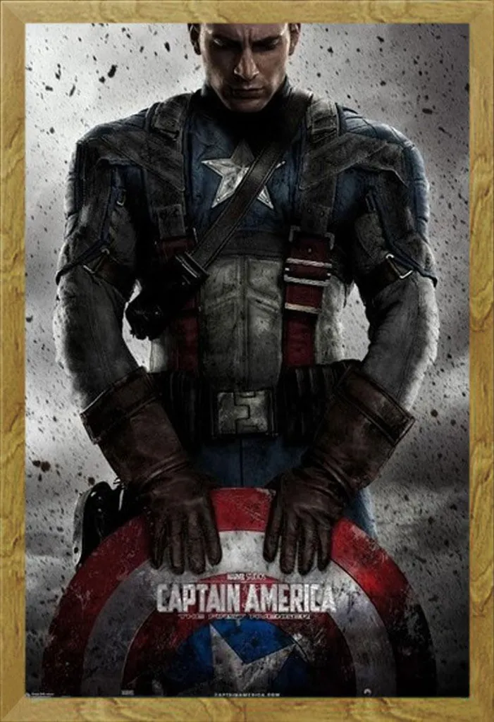 Affiche Captain America avec Cadre Anti-Reflet - Fini Chêne 61x91,5 cm