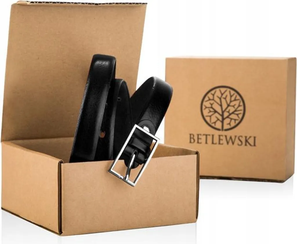 Cintura Elegante Betlewski Pelle Nera 3cm - Fibbia Automatica Design - 2