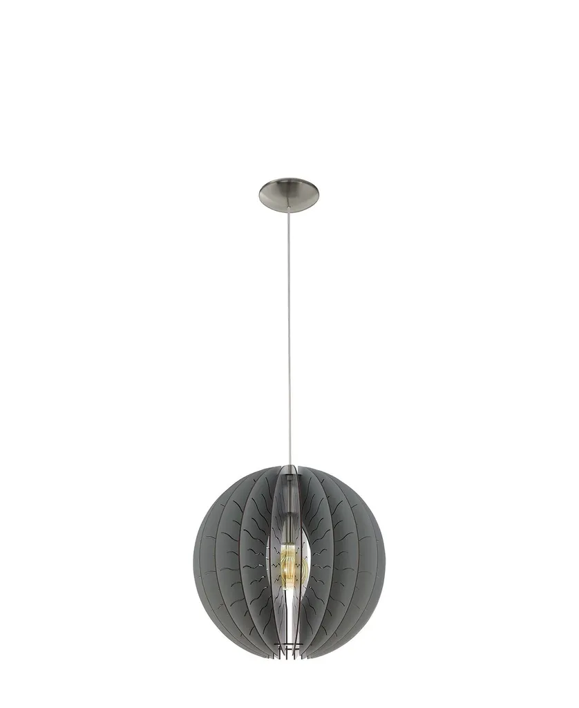 Lampadario Eglo 32822 Fabessa Nichel Satinato e Legno Grigio E27 40cm