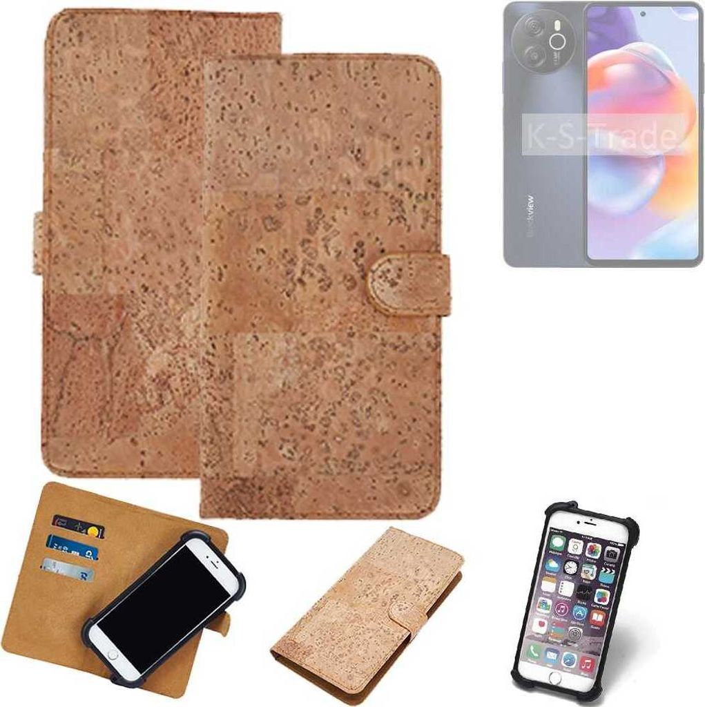 K-S-Trade Hülle kompatibel mit Blackview Shark 8 Kork Handyhülle Cover Schutzhülle TPU Case Bumper in Hellbraun, (1x)