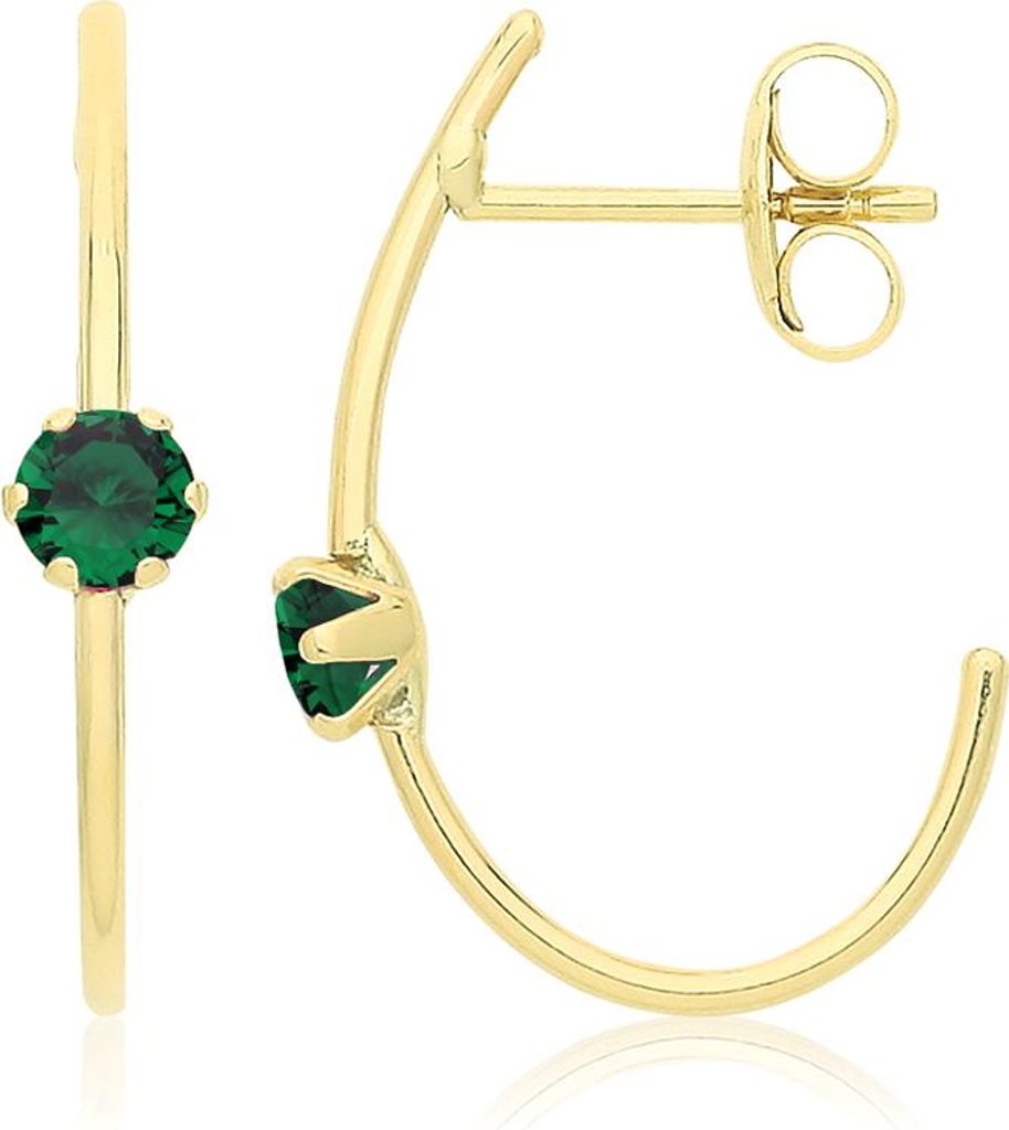 Elegante 9 Karat (375) Gold Damen - Paar Creolen mit Zirkonia - 18mm*3mm; TRS36244
