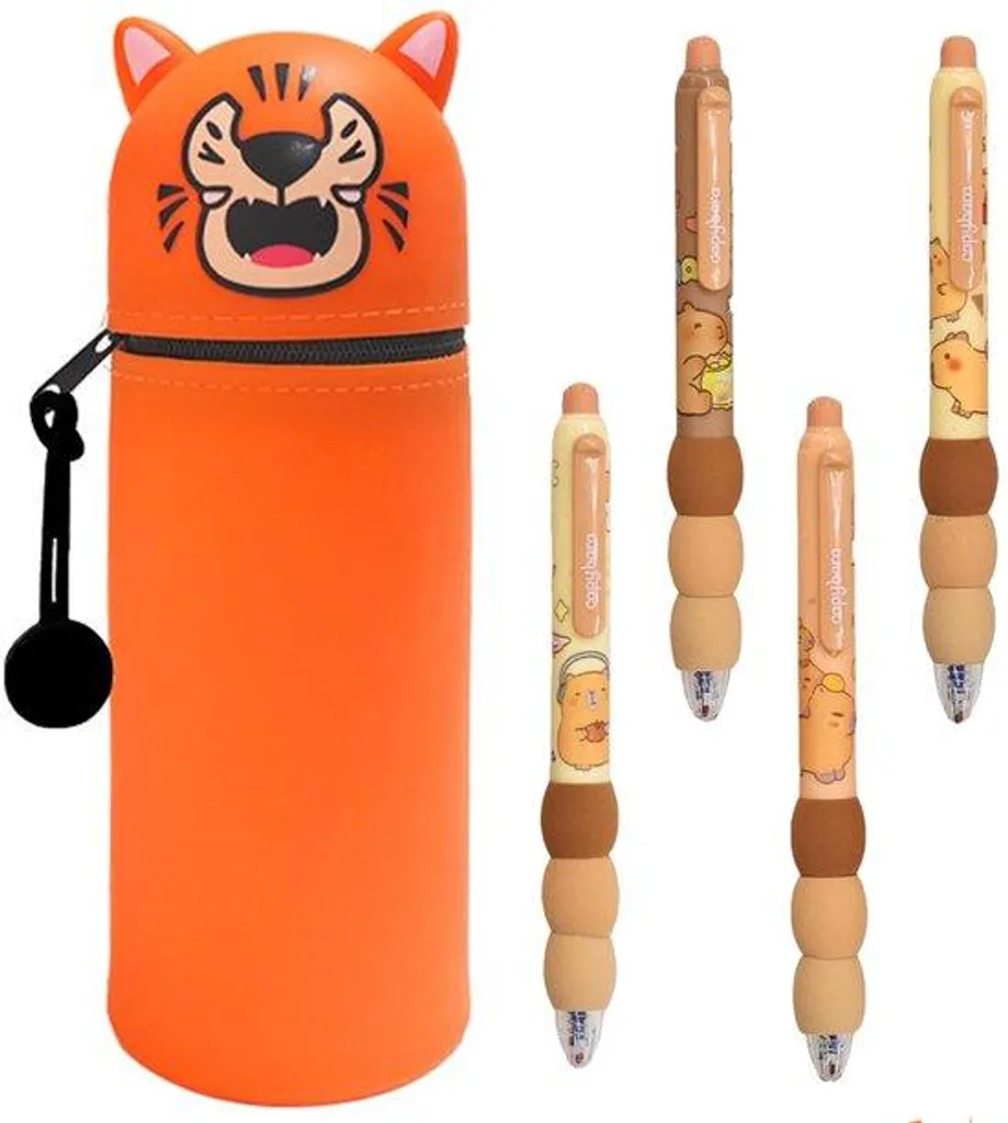 Étui Tiger télescope 2-en-1 en silicone avec 4 jouets en caoutchouc