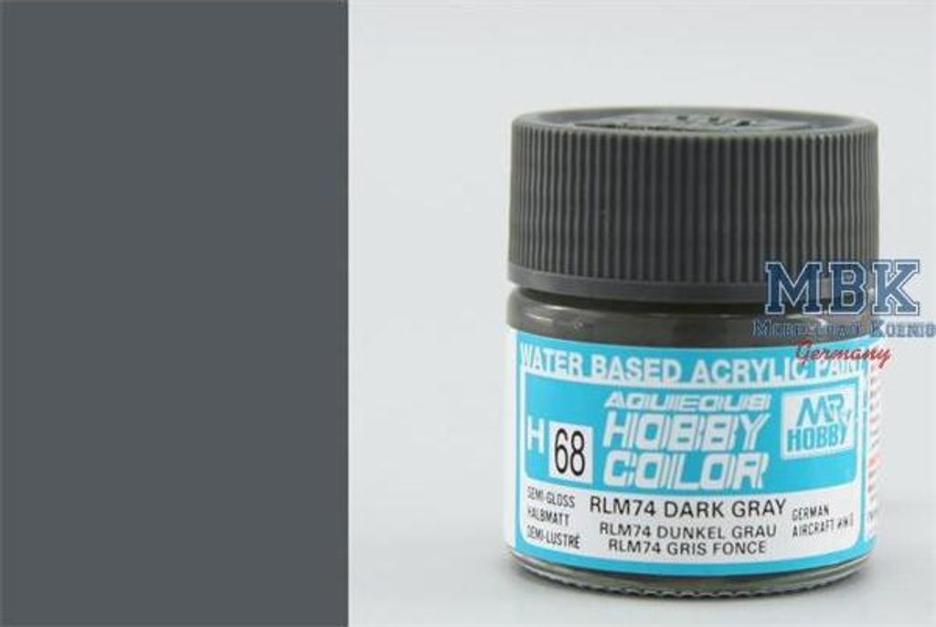 Mr Hobby-Gunze H-068 - Aqueous Hobby Colors,10ml,RLM74 Dark Gray