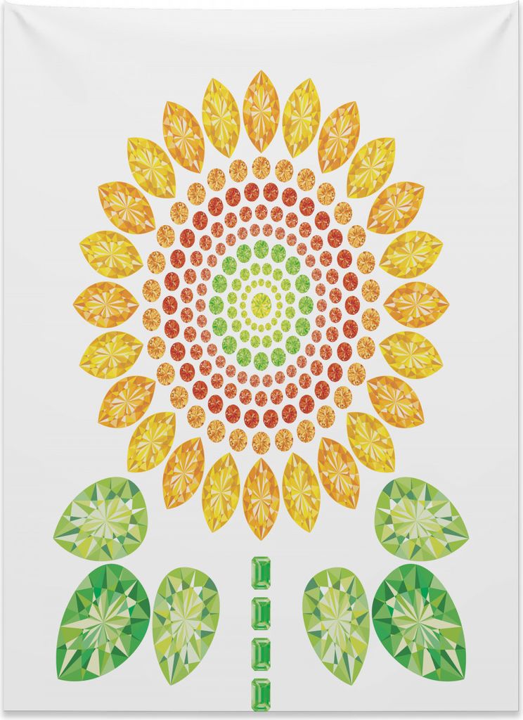 Abakuhaus Weiß Wandteppich, Sonnenblume Mandala Design aus Weiches Mikrofaser Stoff Kein Verblassen Klare Farben Waschbar, 110 x 150 cm, Gelb Wei...