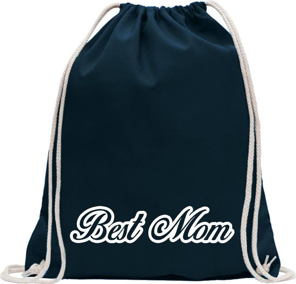 Kiwistar - Turnbeutel - dunkelblau - Best Mom Mutter Familie - Fun Rucksack Sport Beutel Gymsack Baumwolle mit Ziehgurt