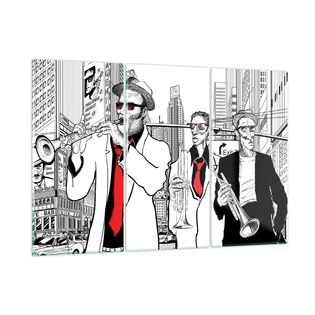 Bilder auf glas - Jazz Musik Musiker - 105x70cm - Glasbilder - Wandbilder - Kunstdruck - zum Aufhängen bereit - Wanddekoration aus Glas - Glas Bil...