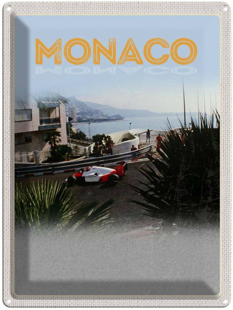 vianmo Blechschild 40x30 cm Monaco Frankreich Autorennen Strand Bildmotiv Reisemotiv Abenteuer Reisen Europa Urlaub