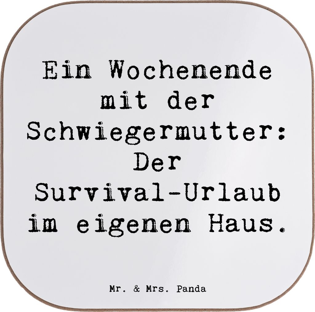 Mr. & Mrs. Panda Personalisierter Untersetzer Schwiegermutter Abenteuer - Weiß - Geschenk, Humor, Liebe, Überleben, mit Namen, Wochenende, Geburt...