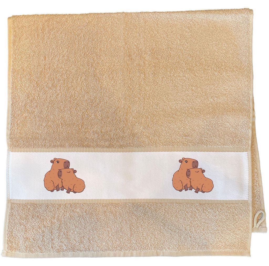 Huuraa Handtuch Capybara Paar Comic 50x100cm Sand Baumwolle Handtuch Geschenkidee