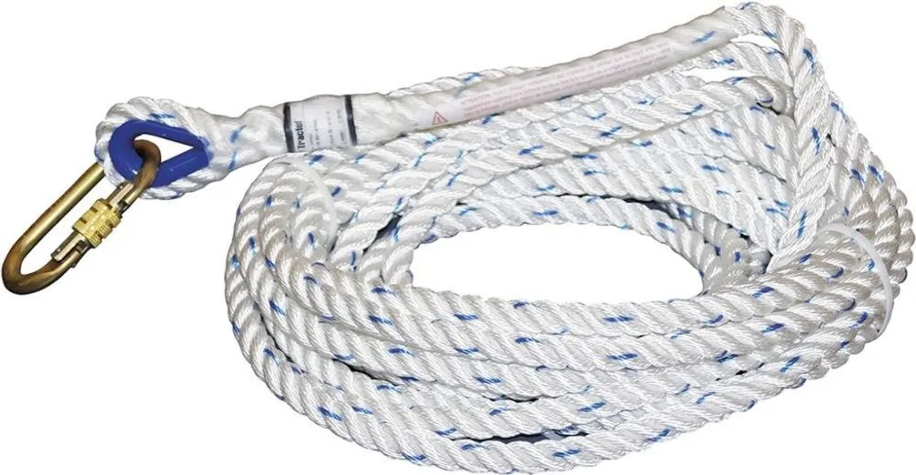 Corde de sécurité 14 mm Tractel 20m avec boucle pour antichute