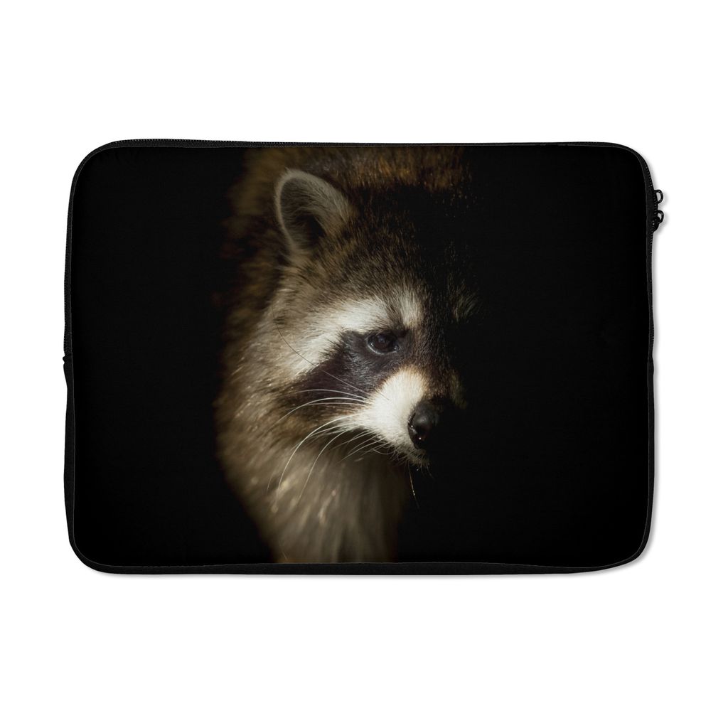 MuchoWow Laptop Hülle 13 Zoll Waschbär - Wilde Tiere - Schwarz Laptoptasche - Laptophülle - Sleeve - Rundumschutz