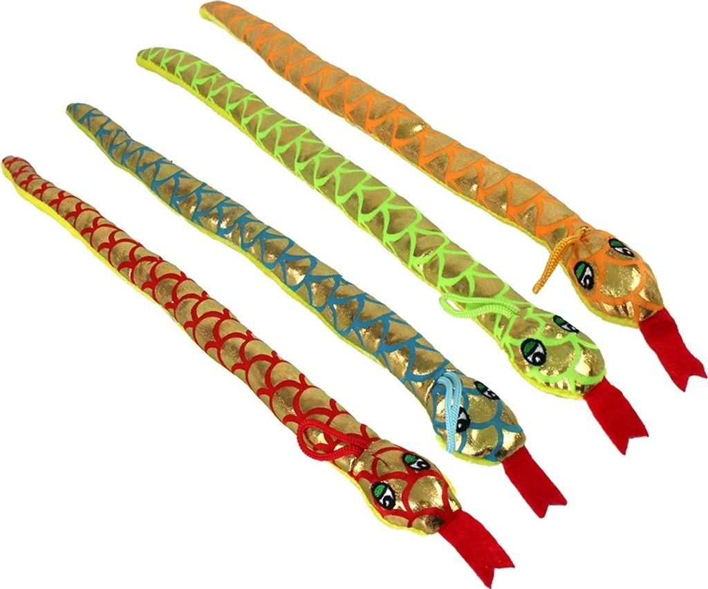 4er Set Schlange Plüsch - Metallic-Look, grün, blau, rot und orange ca. 40cm, 4 aus 4 Varianten
