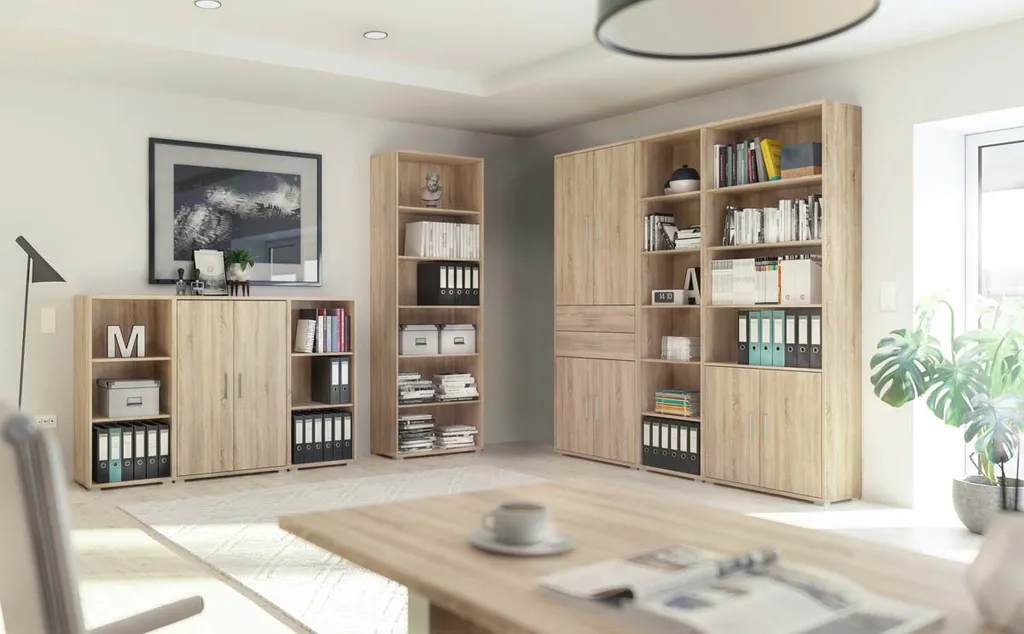 Armoire en chêne Sonoma de 3 niveaux de rangement pour bureau - 15