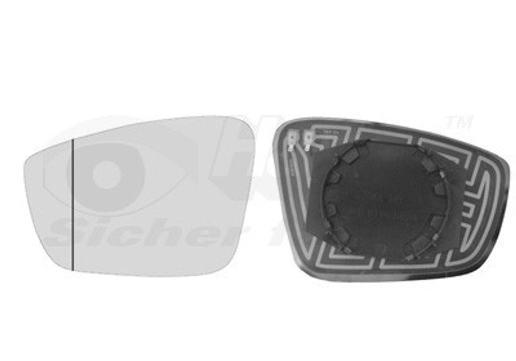 VAN WEZEL Spiegelglas Außenspiegel Links für VW up! Schrägheck (121, 122, BL1, BL2) Asphärisch Beheizbar 5701837