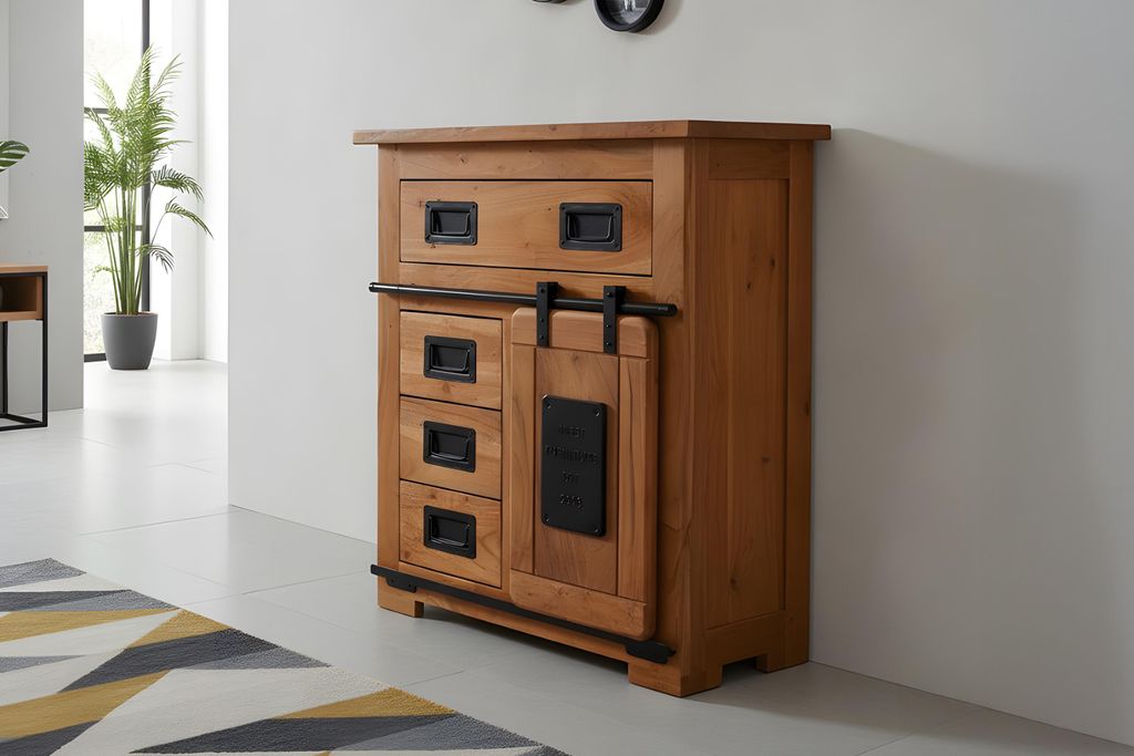 Sideboard Akazie massiv nussbaumfarben 75 x 35 x 85 cm LIBRO