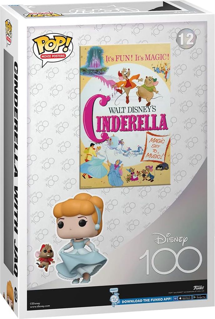 Funko Pop! Movie Posters Disney 2024 Cinderella with Jaq, Disney 100 Series, New