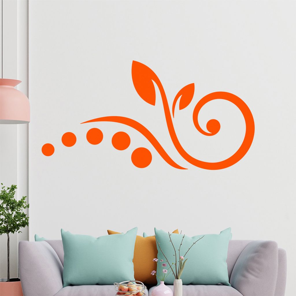 Blume - Linien Punkte Wandtattoo in 6 Größen - Wandaufkleber Wall Sticker - Dekoration, Küche, Wohnzimmer, Schlafzimmer, Badezimmer