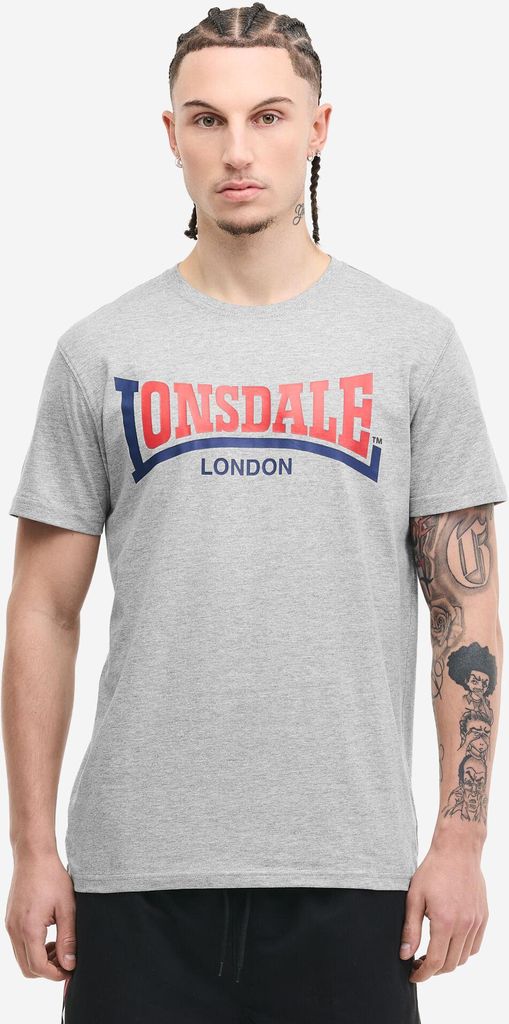 Herren T-Shirt normale Passform TWO TONE Marl Grey/Navy/Red Produktbild 